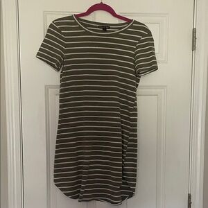 Love Ari Olive Green Striped Dress